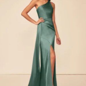 Azazie Maron Stretch Satin Dress Bridesmaid Size 0